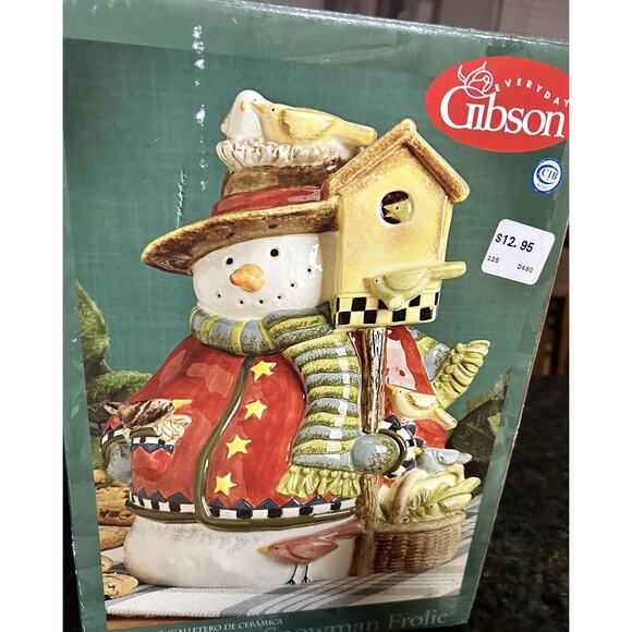 Gibson 2003 10.5 in Folic Snowman Cookie Jar Winter Decorations - Picture 5 of 13